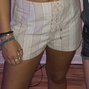 Striped Urban Outfitters high waisted shorts